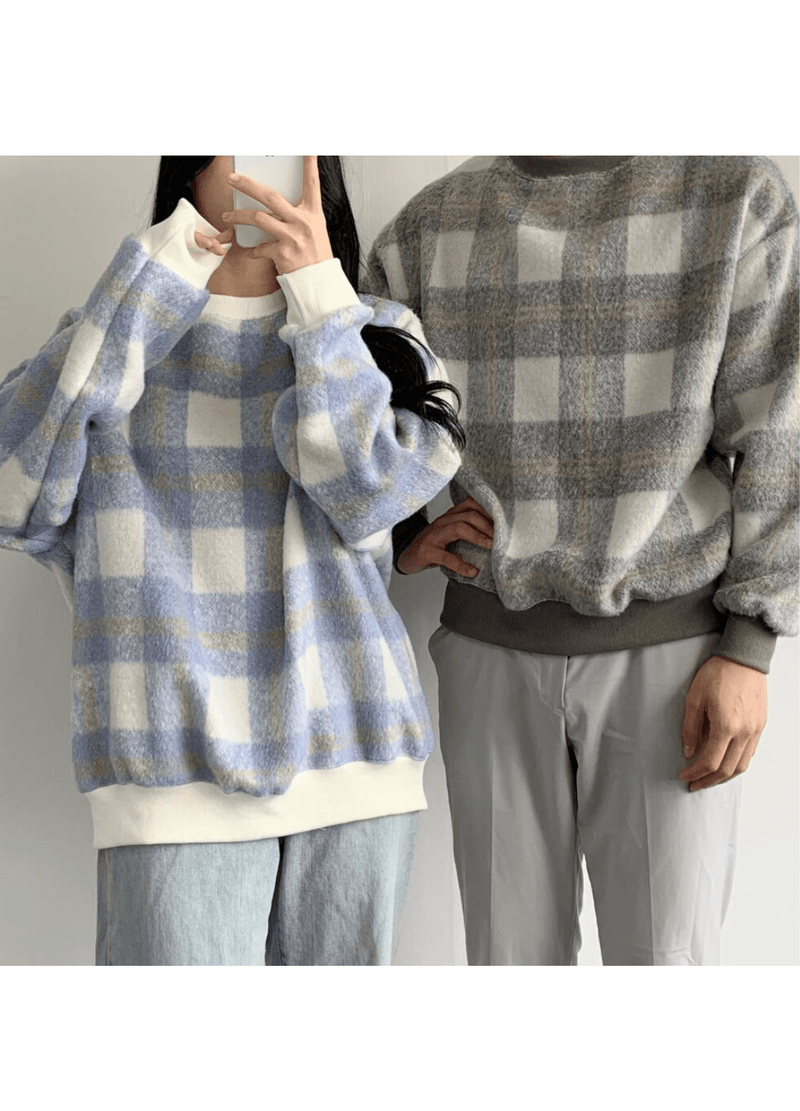 UNISEX CHECKERED PATTERNED SWEATSHIRT ( 2 COLORS )