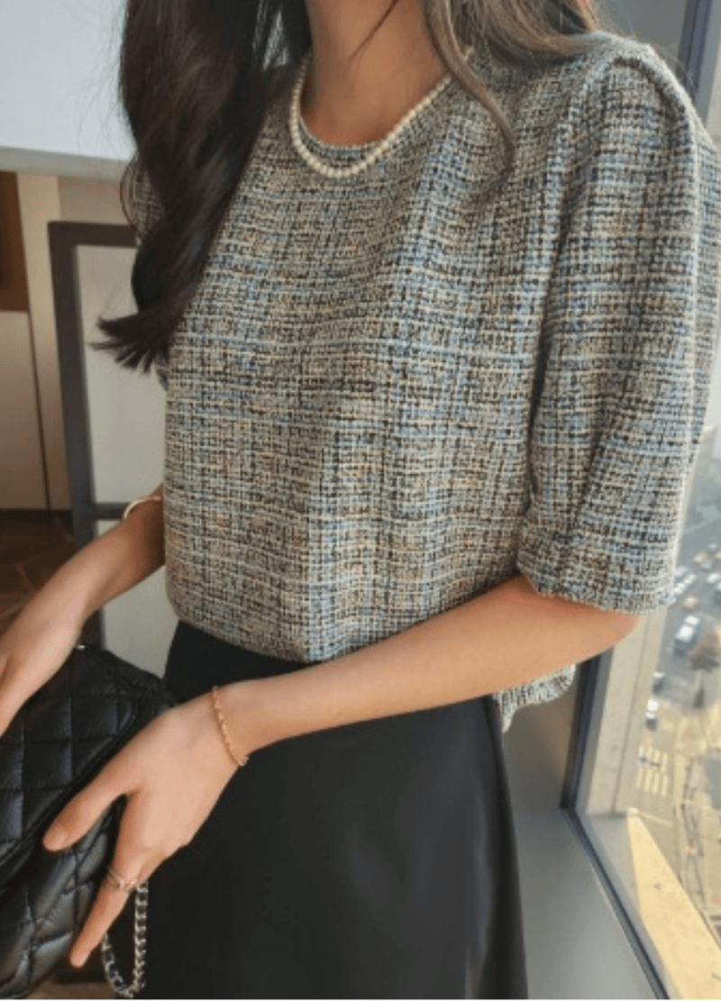 TWEED BLOUSE KNIT ( 2 COLORS )