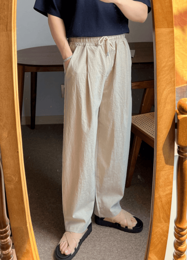 LINEN WIDE-FIT PANTS ( 3 COLORS )