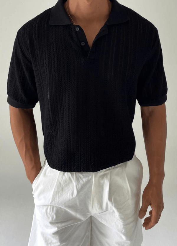 WAVY PATTERN SEE-THROUGH POLO ( 2 COLORS )