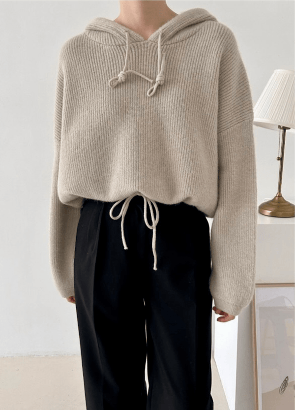 KNIT HOODIE W/STRING ( 2 COLORS )