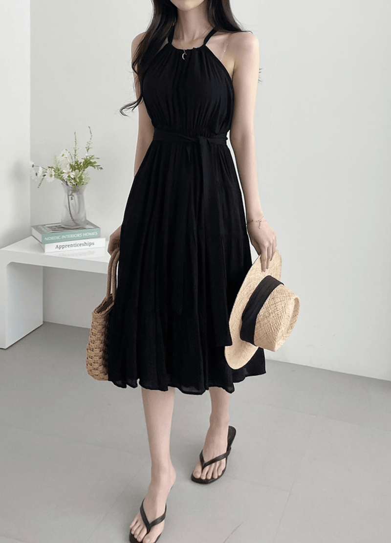 SLEEVELESS HALTERNECK DRESS ( 2 COLORS )