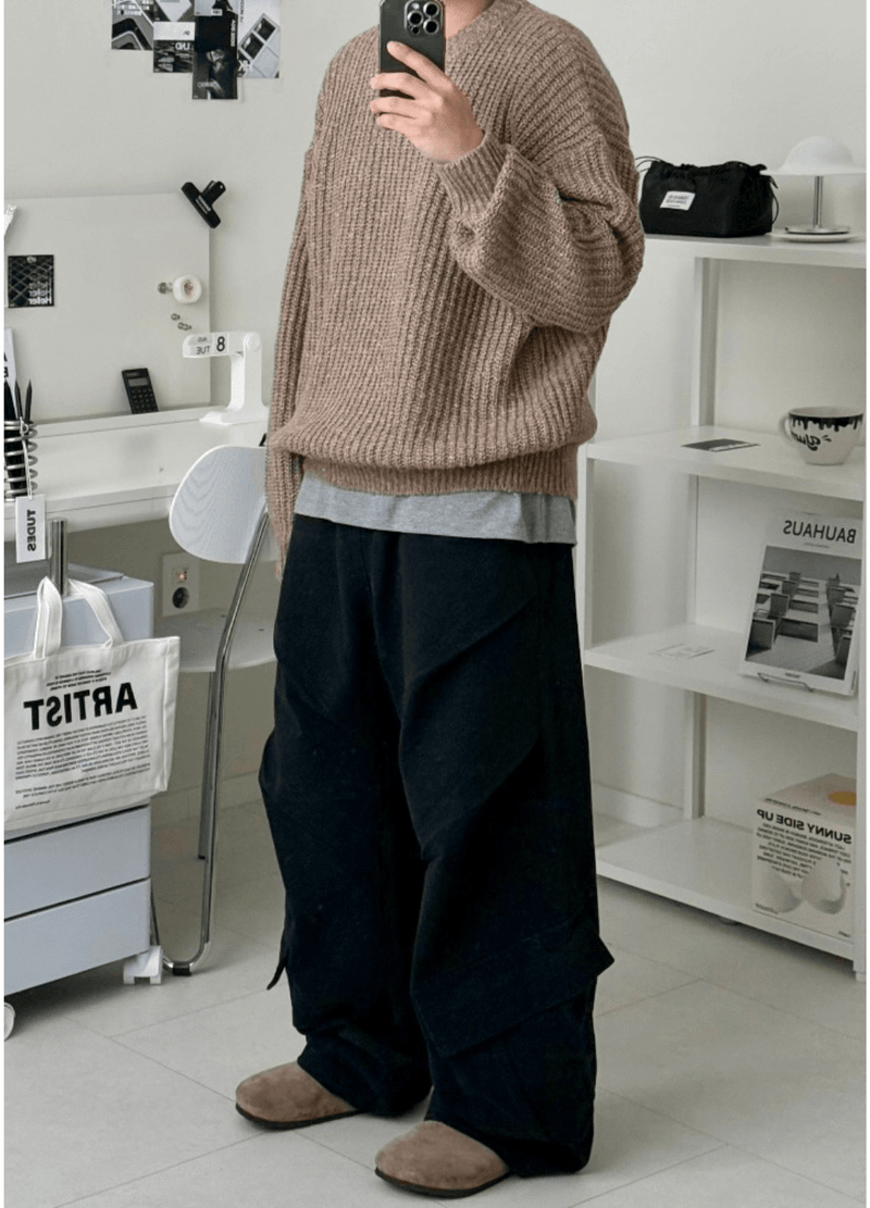 TWO-TONE HACCI SWEATER ( 2 COLORS )