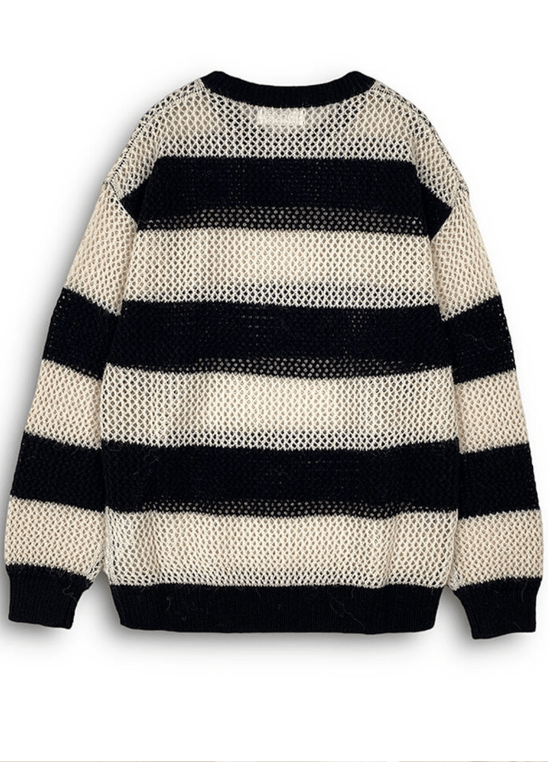 PUNCHING SEE-THROUGH STRIPED KNIT