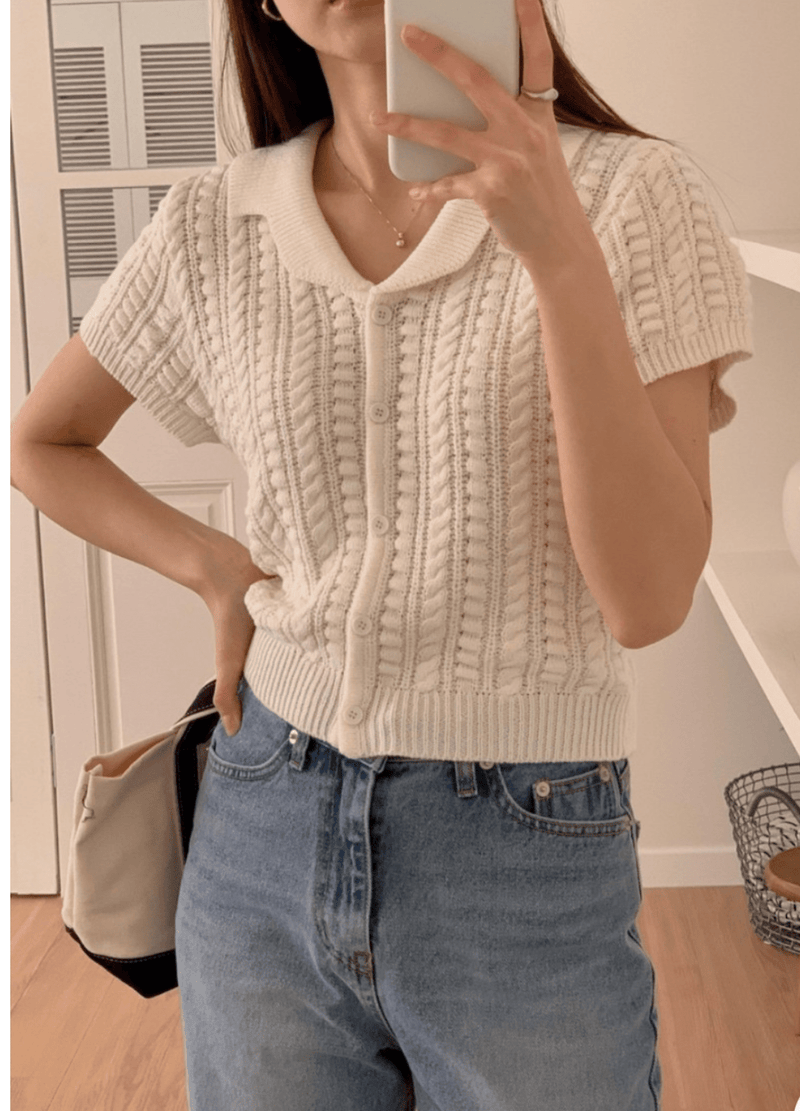 CABLE BUTTON KNIT ( 3 COLORS )