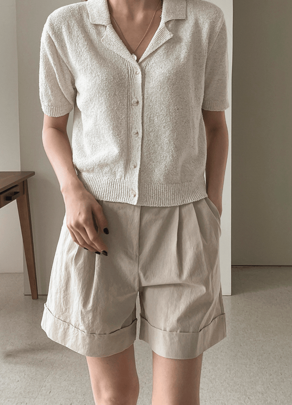 MINIMAL STYLE LINEN KNIT CARDIGAN ( 2 COLORS )