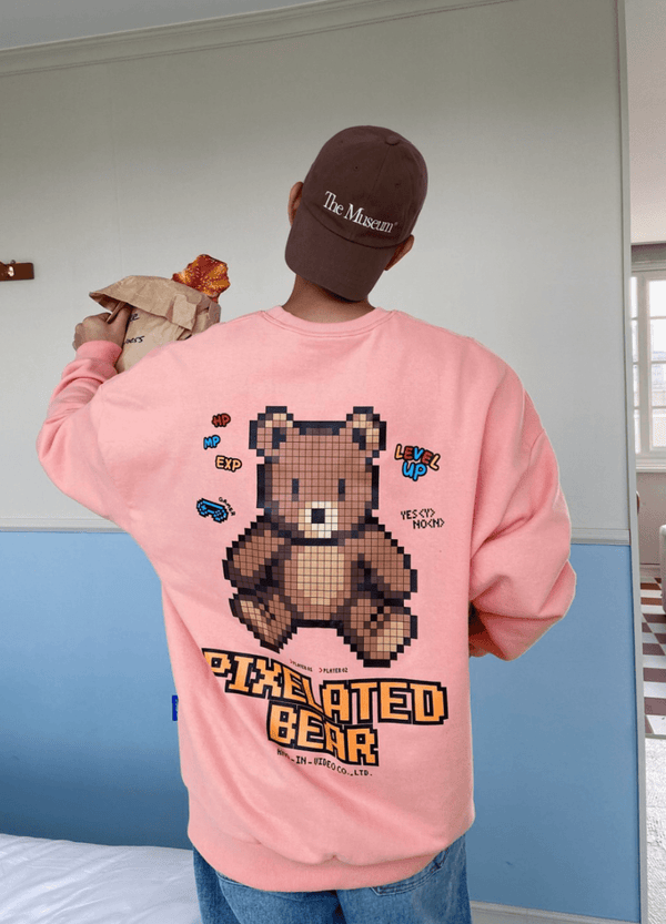 PIXELATED BEAR OVERSIZED SWEATSHIRTS ( 2 COLORS )