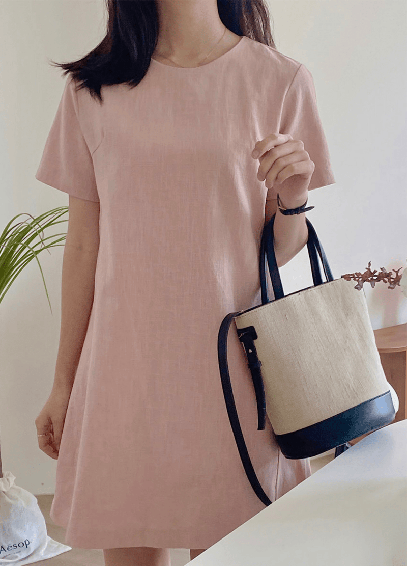 SIMPLE STYLE LINEN DRESS ( 2 COLORS )