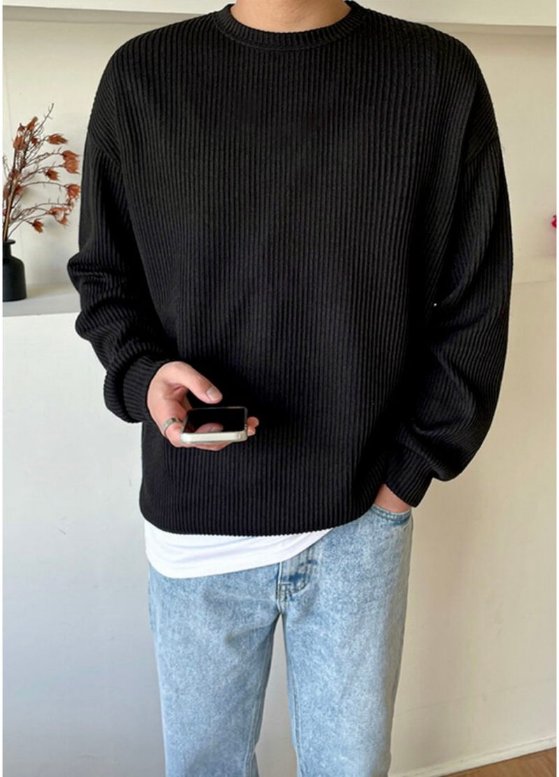 RIBBED KNIT STYLE SWEATSHIRT ( 3 COLORS )