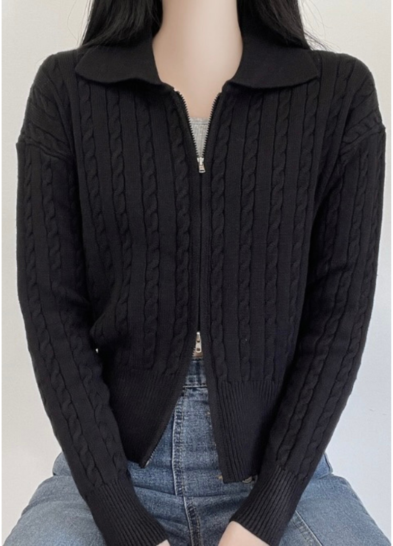 2WAY ZIP-UP KNIT CARDIGAN ( 3 COLORS )