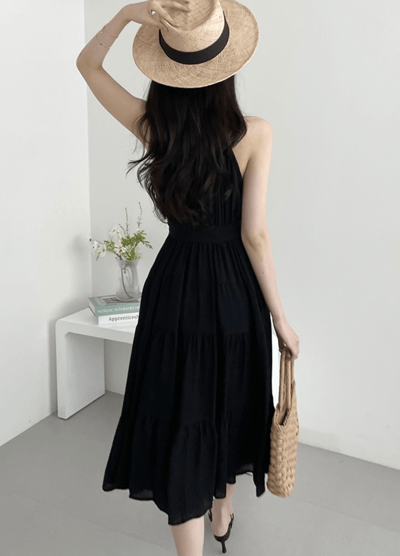 SLEEVELESS HALTERNECK DRESS ( 2 COLORS )