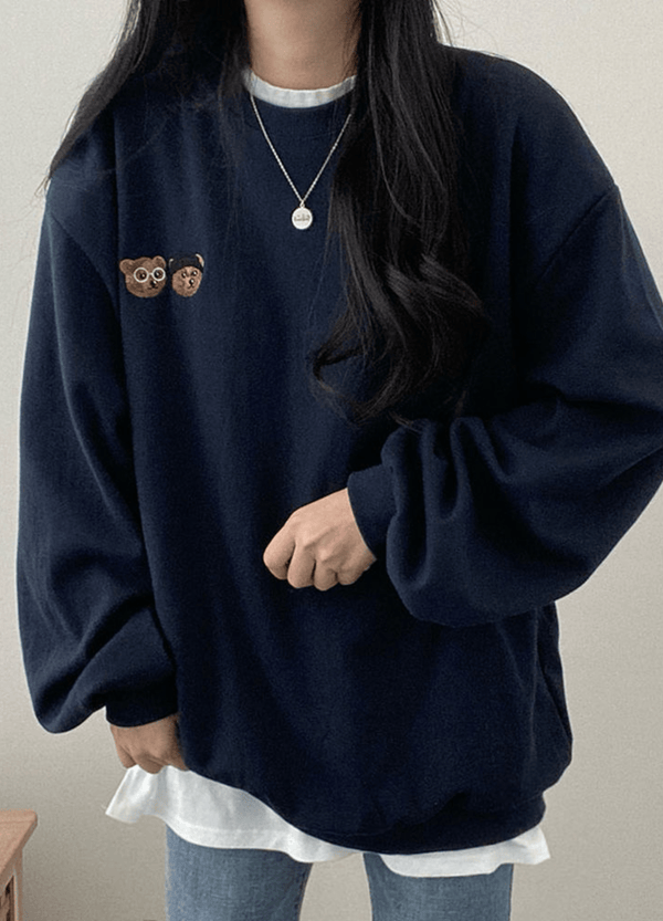 TWO BEAR FLEECED-LINE SWEATSHIRTS ( 3 COLORS )