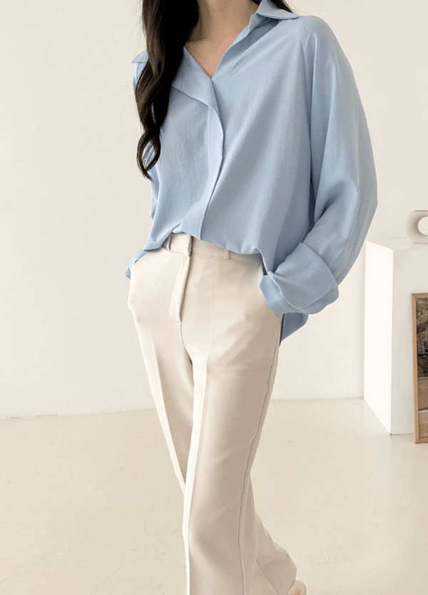 HIDDEN BUTTON SHIRTS ( 3 COLORS )