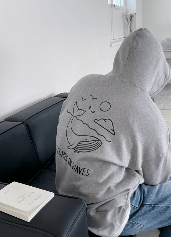 WHALE FLEECE-LINED HOODIE ( 2 COLORS )