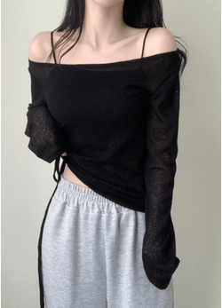 SEE-THROUGH OFF-SHOULDER LONG SLEEVE ( 3 COLORS )
