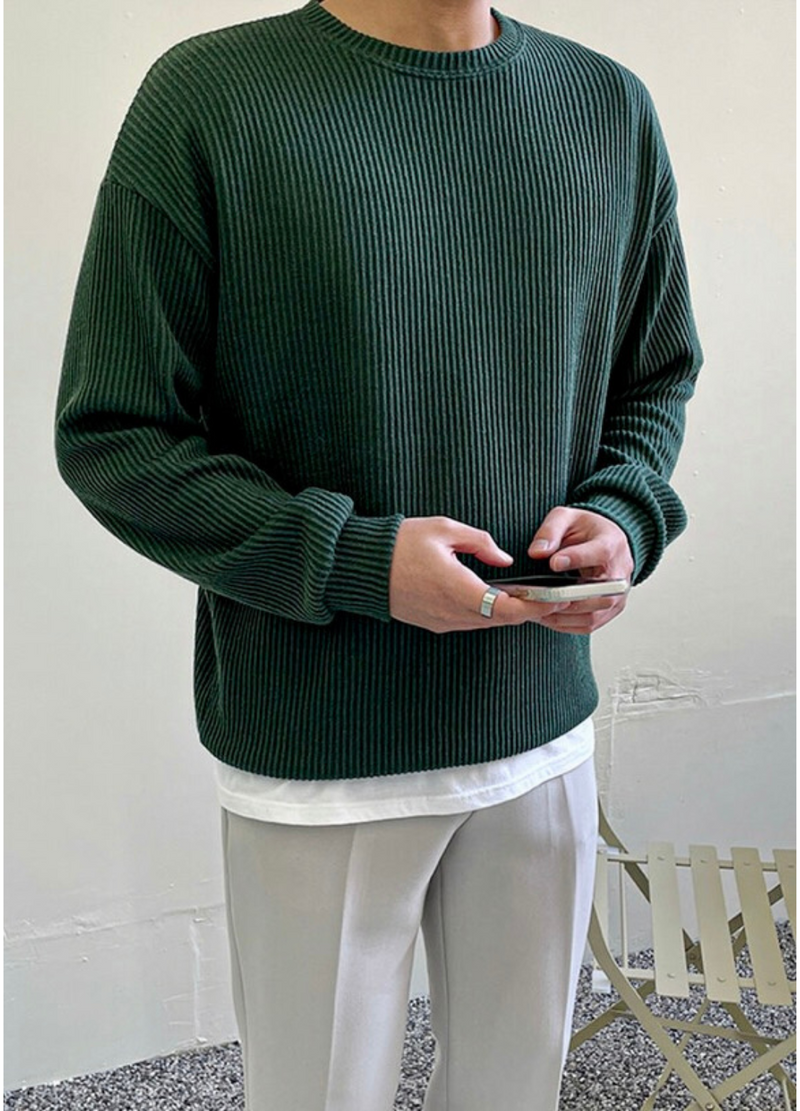 RIBBED KNIT STYLE SWEATSHIRT ( 3 COLORS )