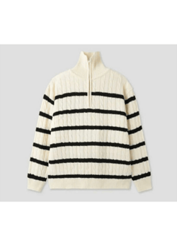HALF ZIP-UP STRIPE KNIT ( 2 COLORS )