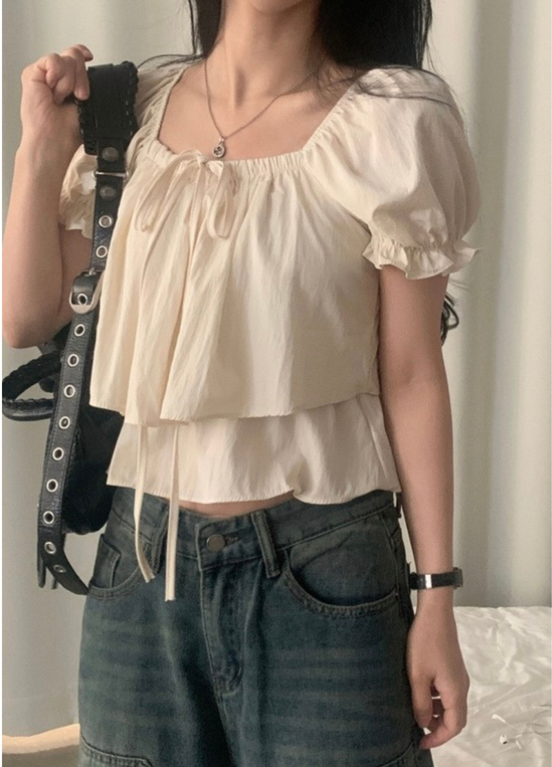 DOUBLE LAYERED SHOR BLOUSE ( 3 COLORS )