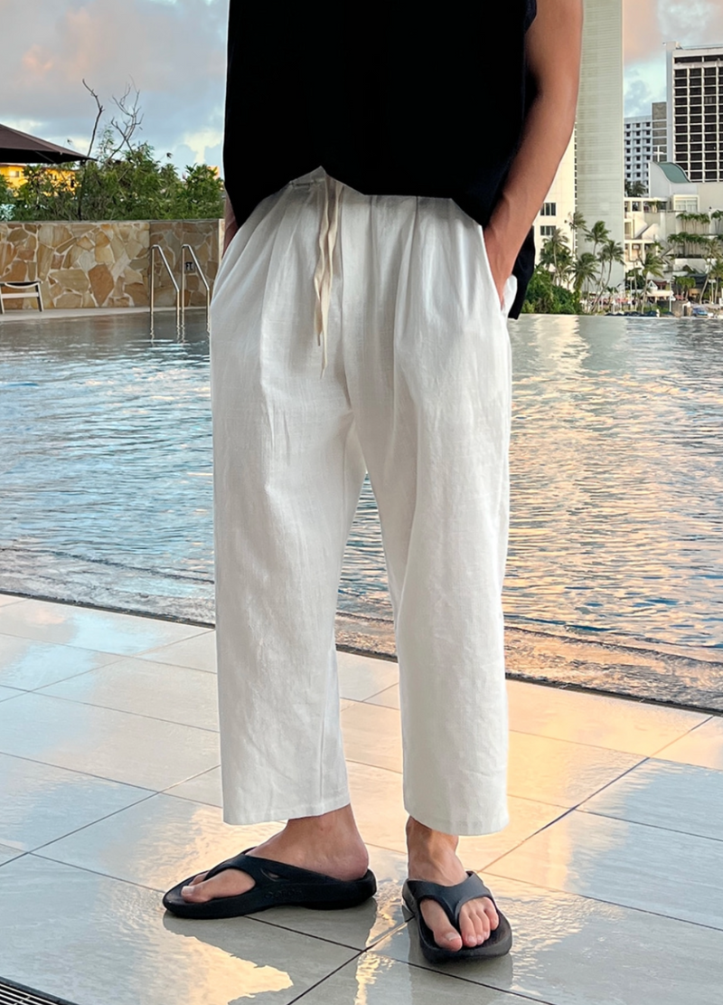 CROPPED LINEN WIDE PANTS ( 3 COLORS )