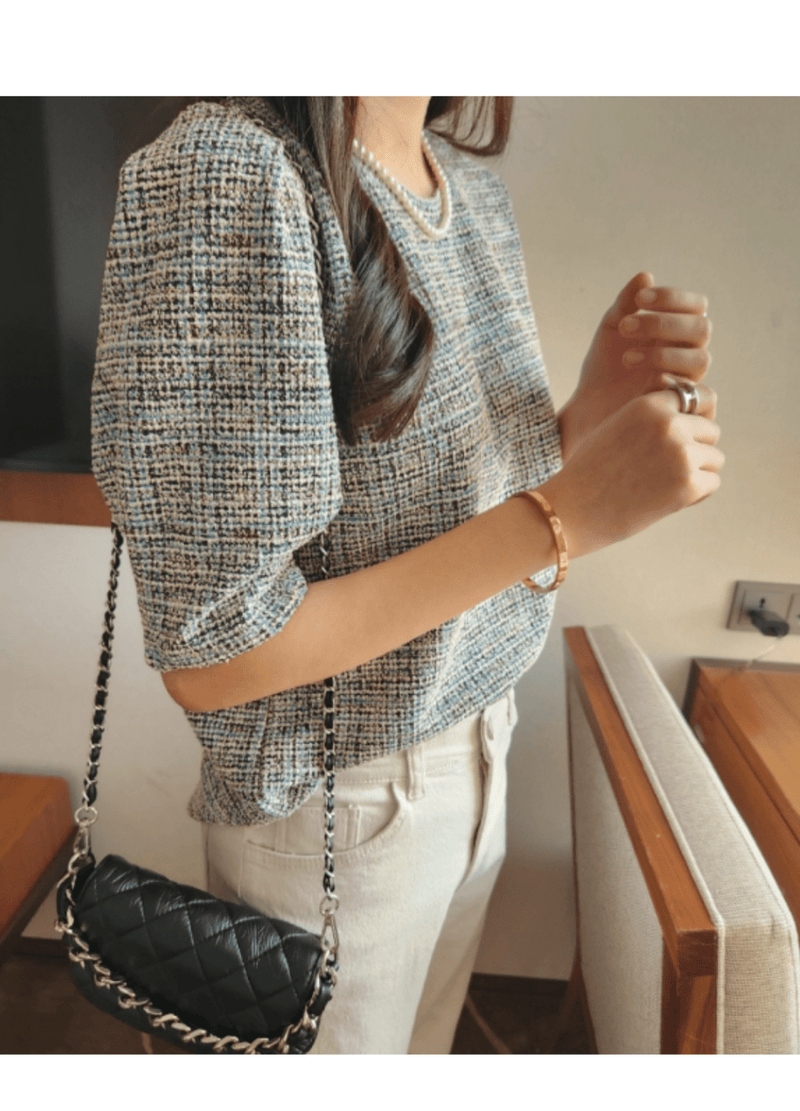 TWEED BLOUSE KNIT ( 2 COLORS )