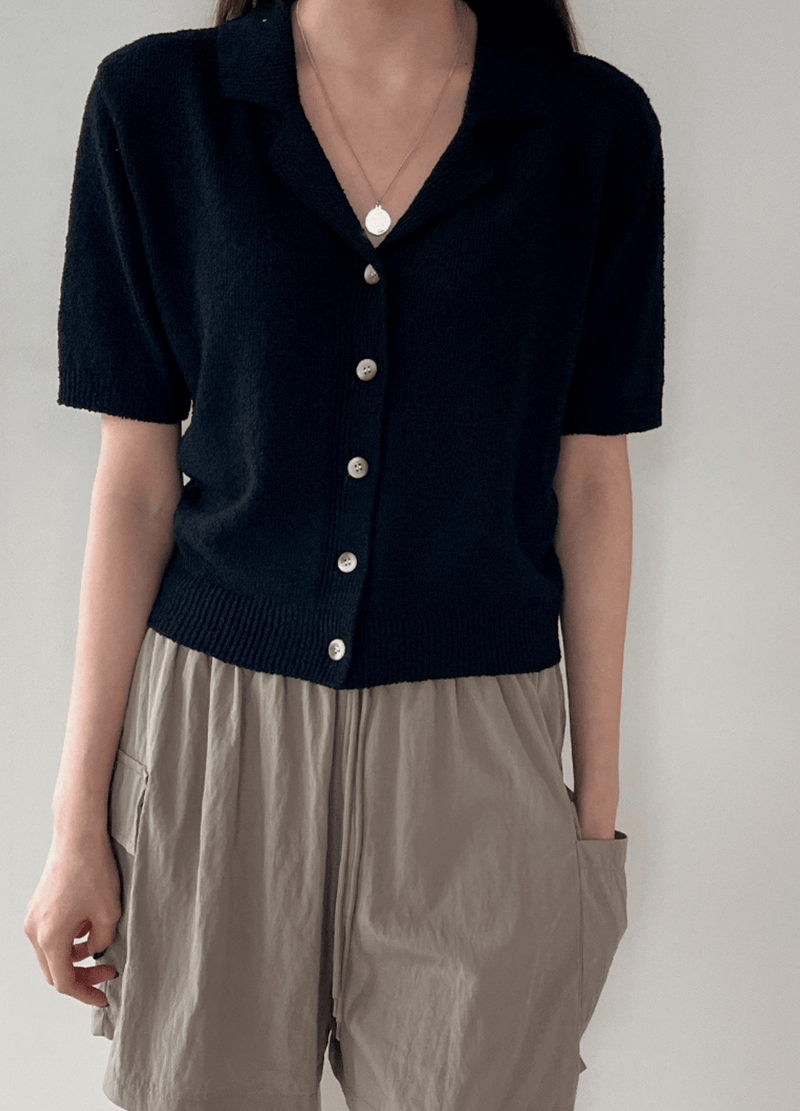 MINIMAL STYLE LINEN KNIT CARDIGAN ( 2 COLORS )