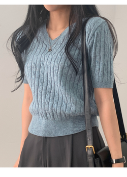 V-NECK TWISTED KNIT ( 2 COLOR )