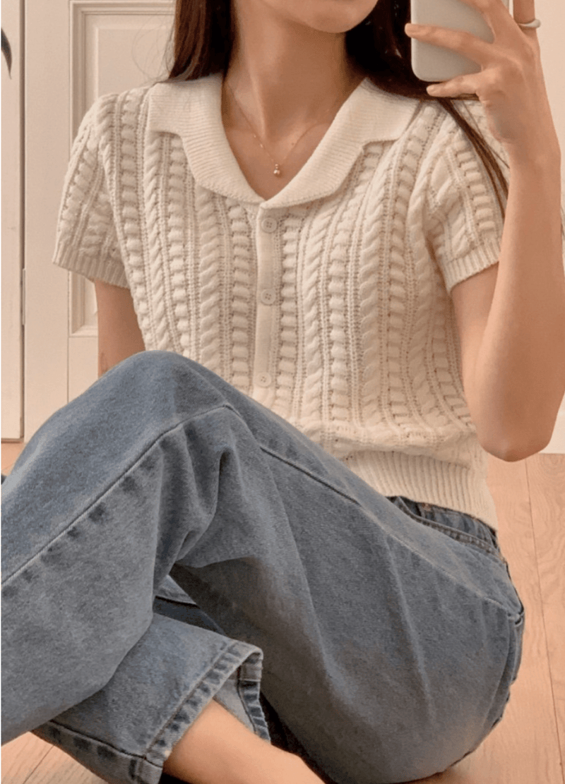 CABLE BUTTON KNIT ( 3 COLORS )