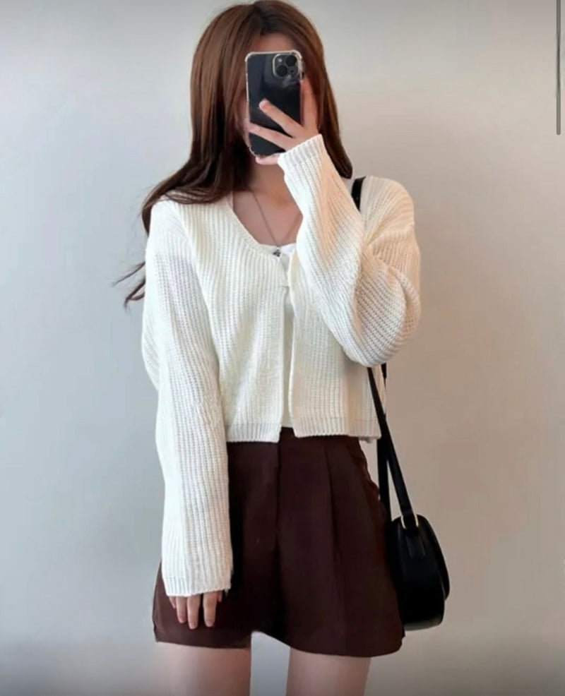 TWO BUTTON DAILY CARDIGAN ( 2 COLORS )