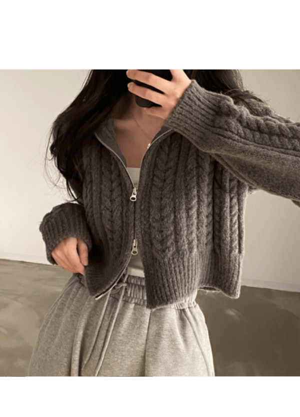 TWO-WAY CROPPED ZIP-UP ( 3 COLORS )
