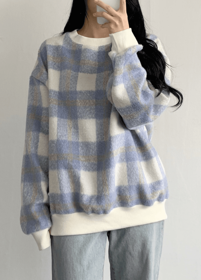 UNISEX CHECKERED PATTERNED SWEATSHIRT ( 2 COLORS )