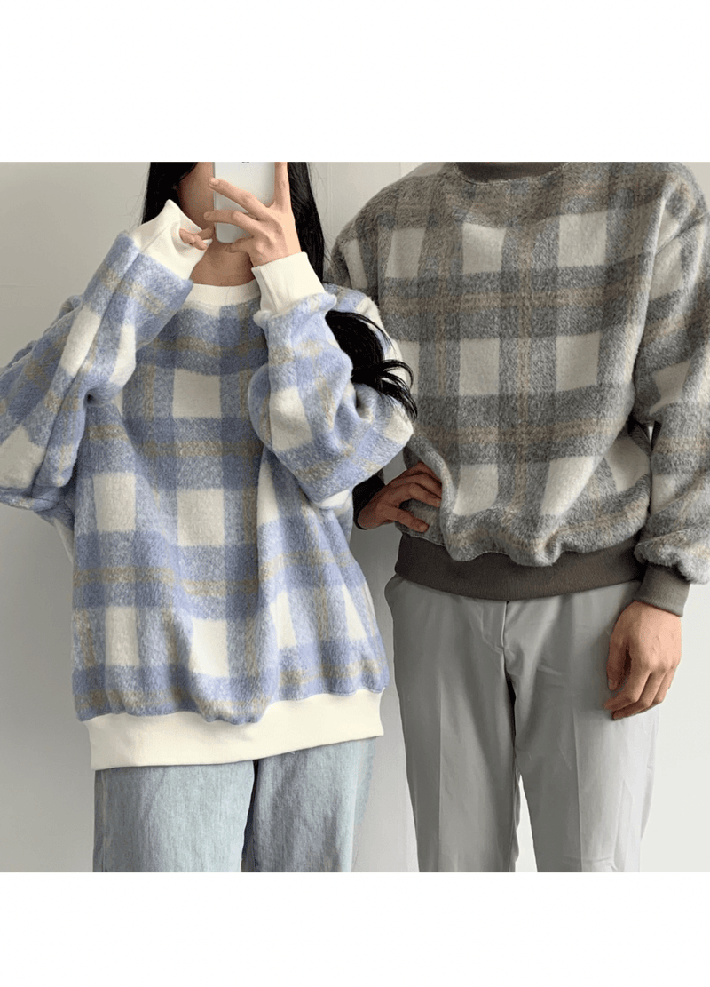 UNISEX CHECKERED PATTERNED SWEATSHIRT ( 2 COLORS )