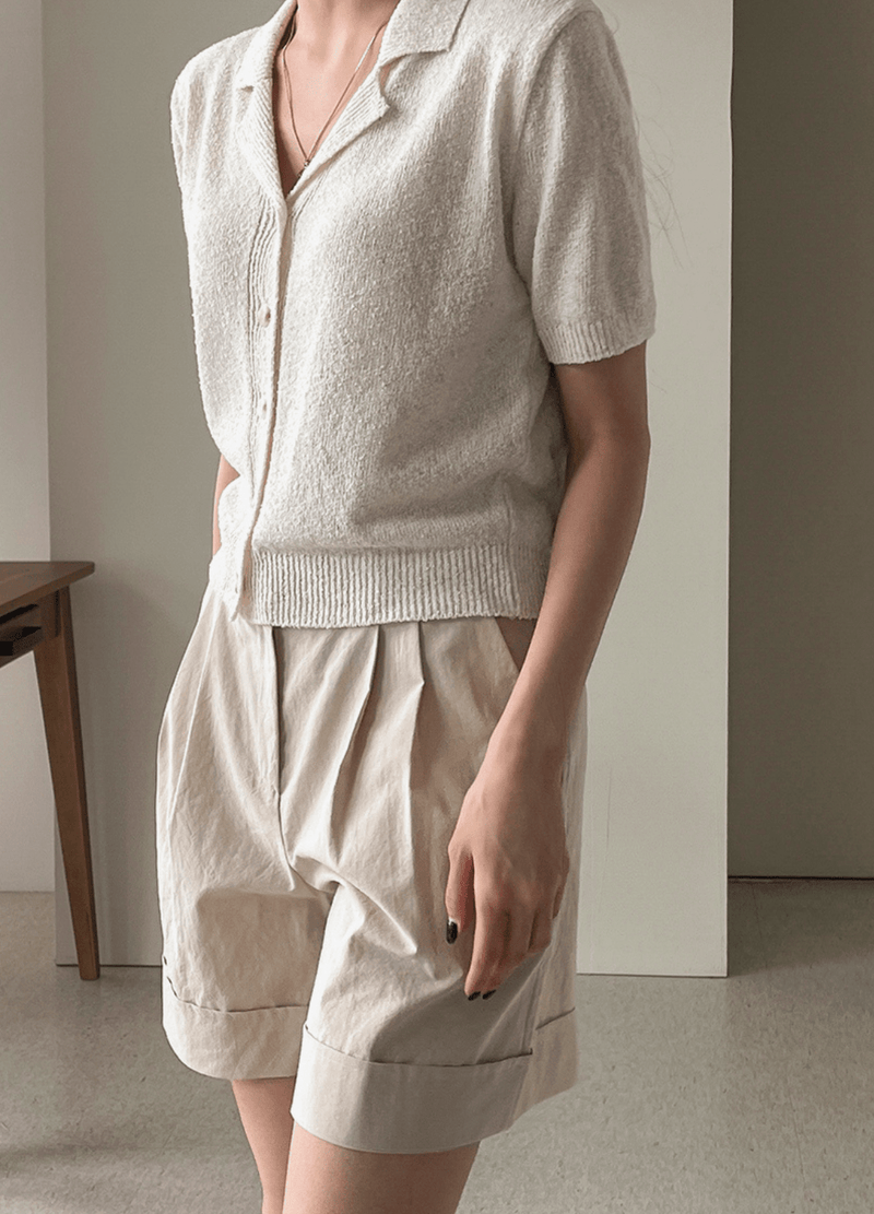 MINIMAL STYLE LINEN KNIT CARDIGAN ( 2 COLORS )