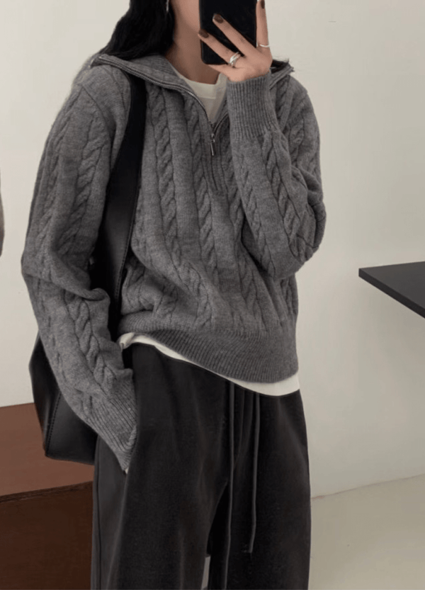 HIGH-NECK TWOWAY TWISTED ZIP-UP ( 2 COLORS )