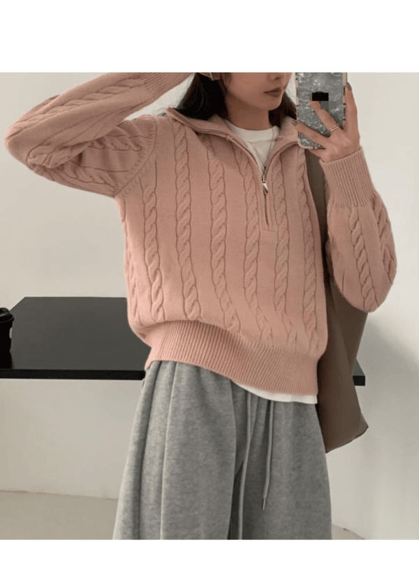 HIGH-NECK TWOWAY TWISTED ZIP-UP ( 2 COLORS )