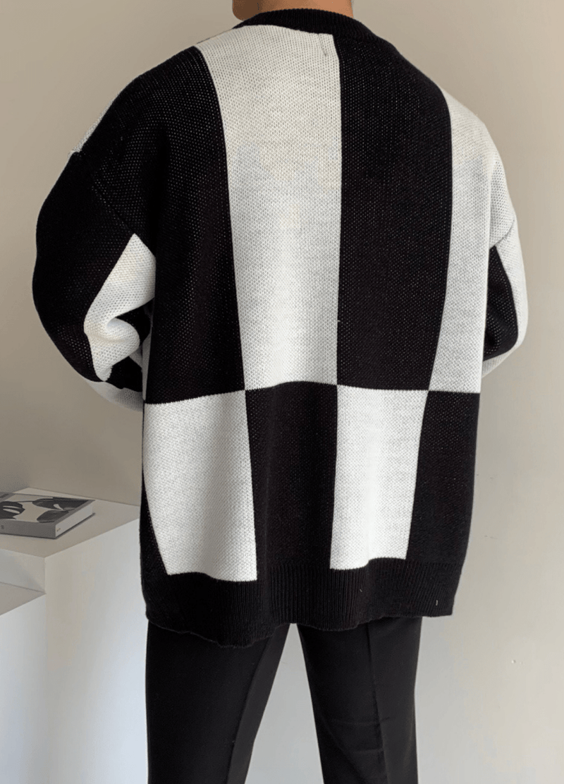 BLOCK PATTERNED CARDIGAN ( 2 COLORS )