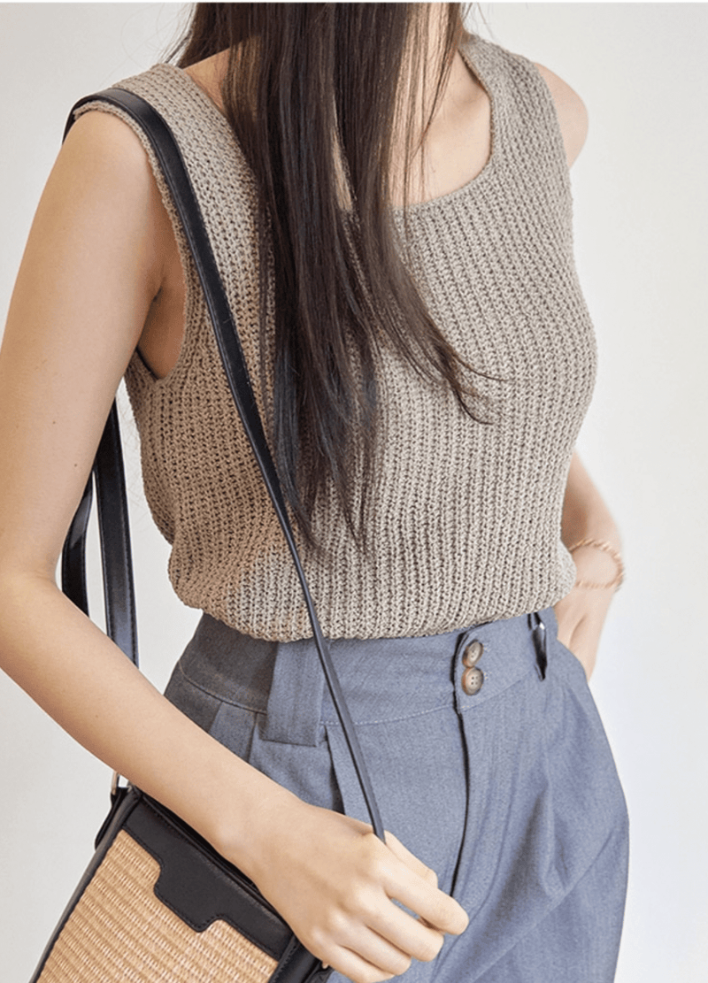 KNIT-STYLE SLEEVELESS ( 3 COLORS )