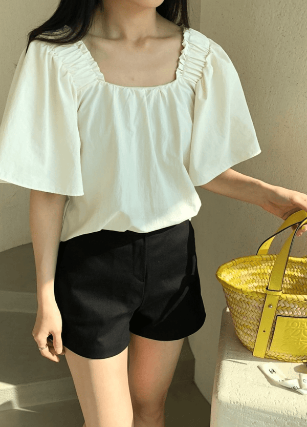 SHOULDER BANDING BLOUSES ( 3 COLORS )