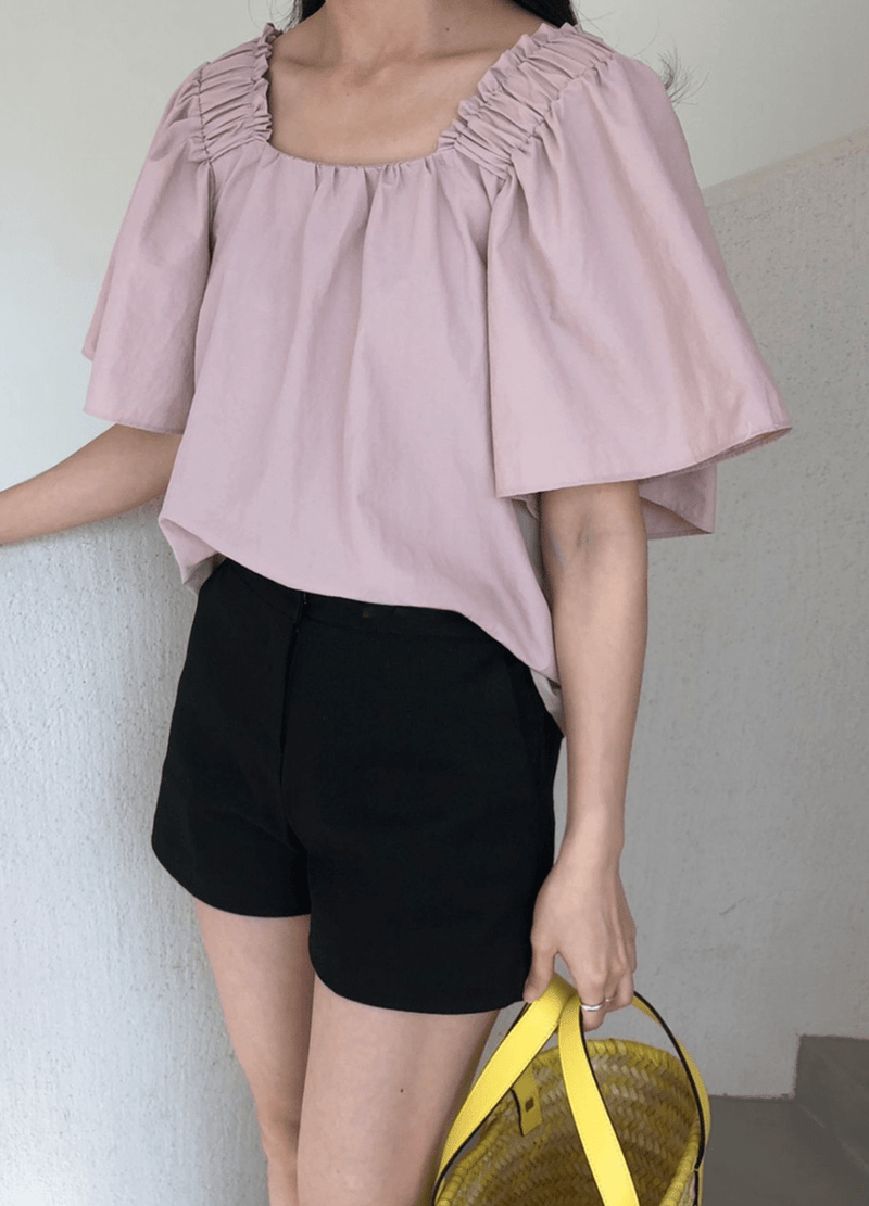 SHOULDER BANDING BLOUSES ( 3 COLORS )