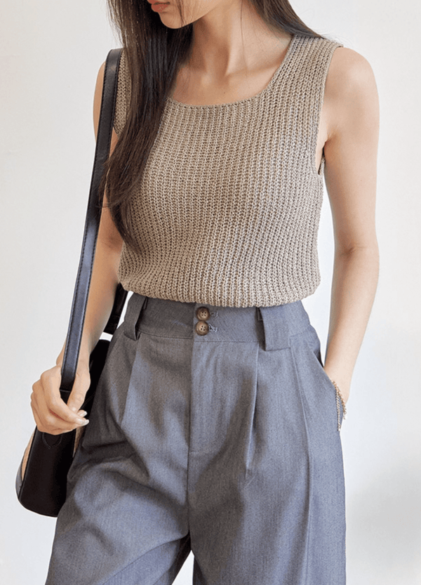 KNIT-STYLE SLEEVELESS ( 3 COLORS )