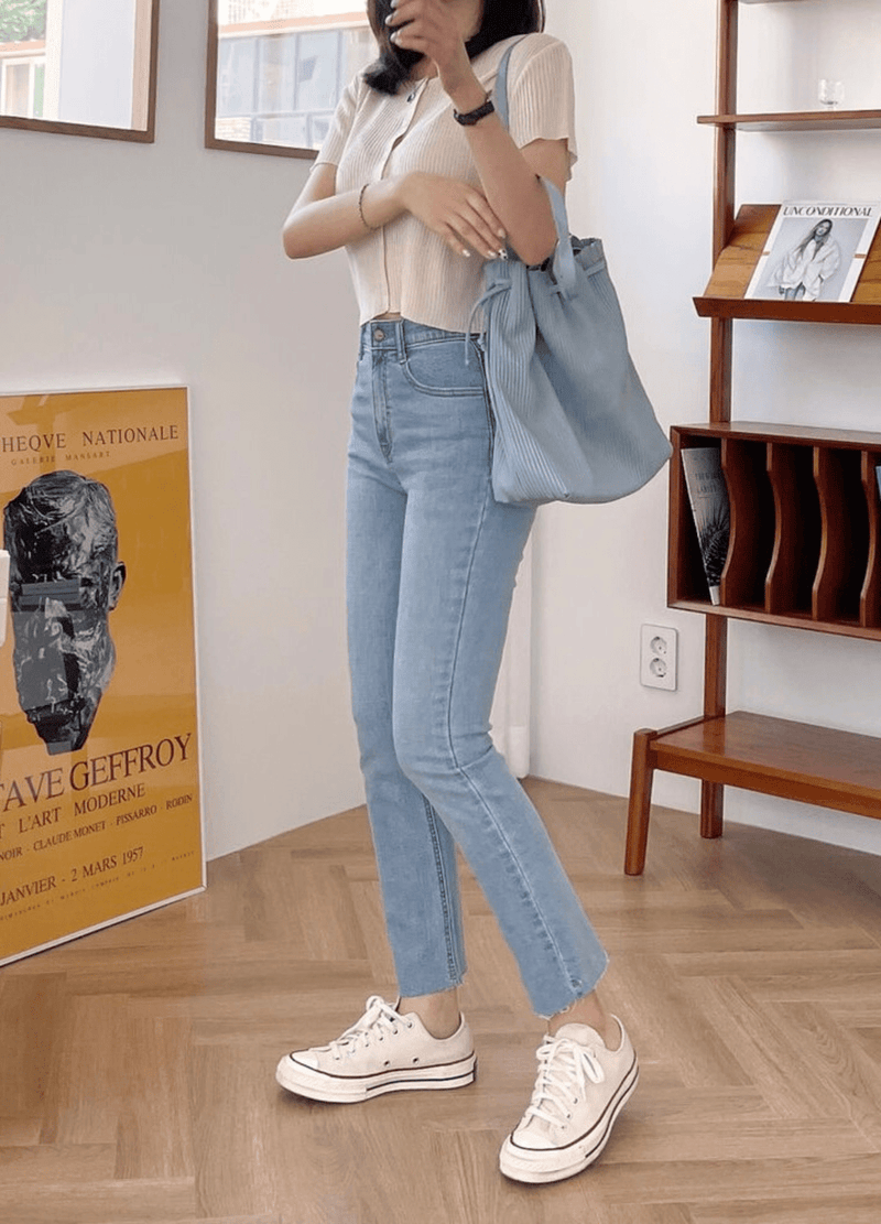 INNER BANDING SLIM STRAIGHT JEANS ( 2 COLORS )