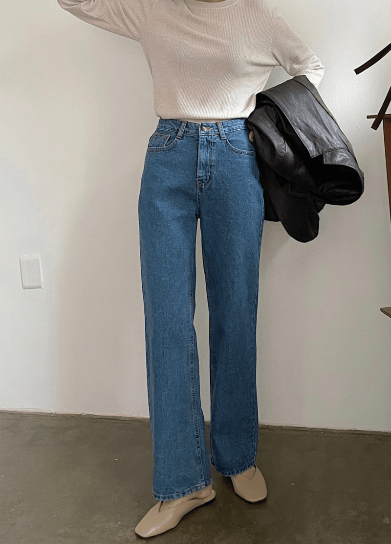 4 SEASON SIMPLE WIDE JEANS ( 2 COLORS )