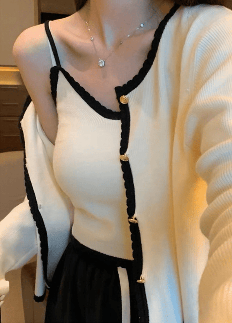 RIPPLE COLORATION CARDIGAN SET ( 2 COLORS )