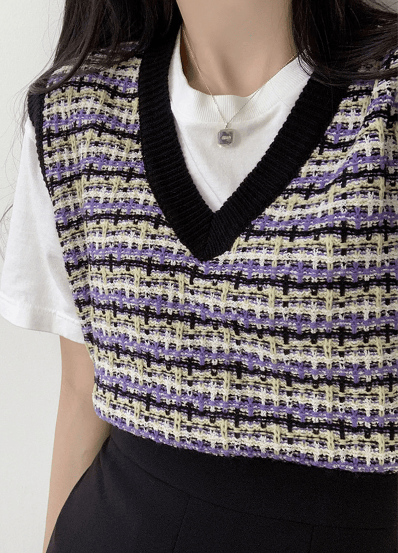 BLING BLING TWEED PATTETNED VEST ( 2 COLROS )