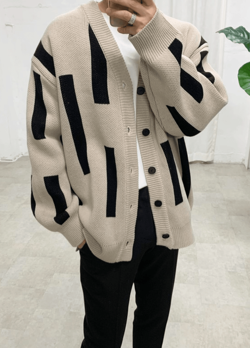 STICK PATTERN UNISEX CARDIGANS (  2 colors ) #O