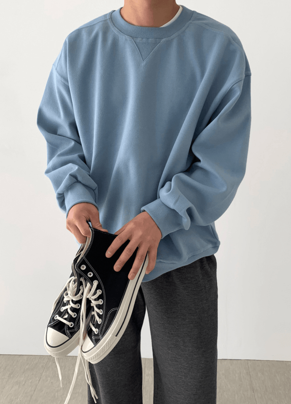 PLATED FABRIC SWEATSHIRT ( 2 COLORS )