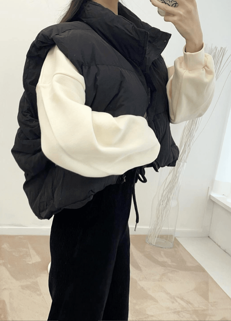 CROPPED UNBALANCED WARM VEST ( 2 COLORS )
