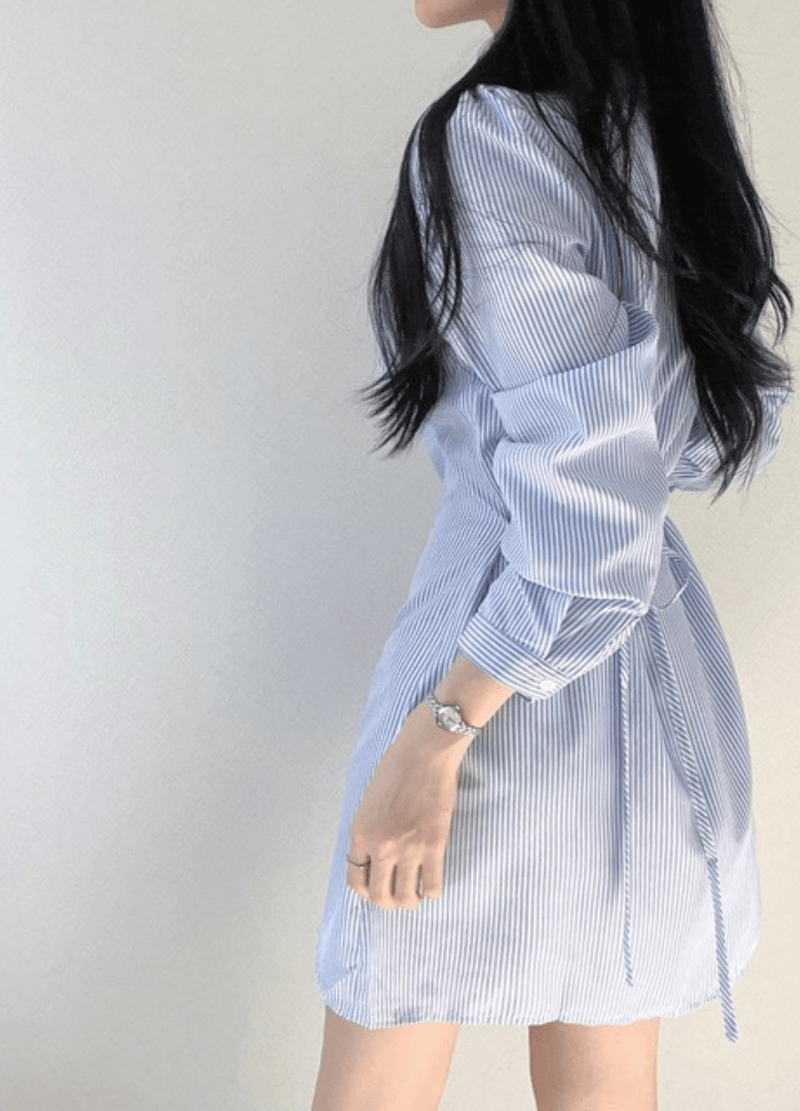 STRIPED BACK RIBBON SHIRTS ( 2 COLORS )