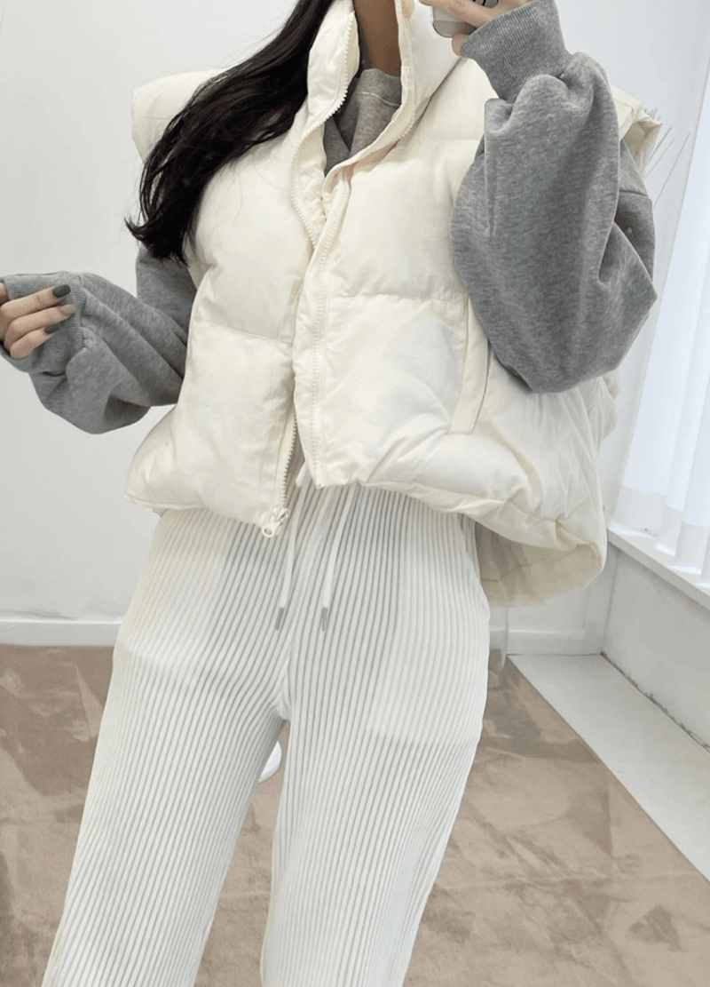 CROPPED UNBALANCED WARM VEST ( 2 COLORS )