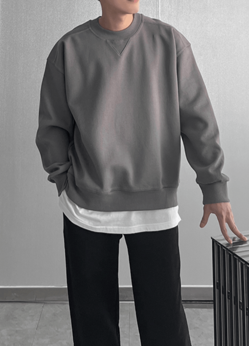 PLATED FABRIC SWEATSHIRT ( 2 COLORS )