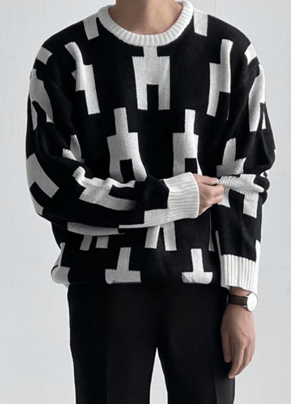 PATTERND SWEATER ( 2 colors )